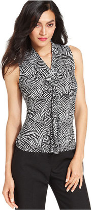 Le Suit Printed Draped-Front Top