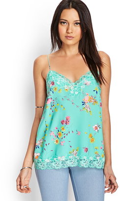 Forever 21 Lace-Trimmed Floral Cami
