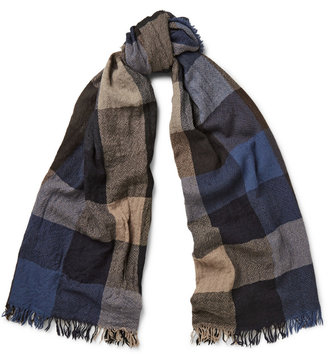 Begg & Co Box Check Washed-Cashmere Scarf