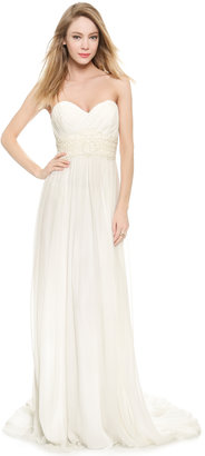 Marchesa Grecian Strapless Sweetheart Gown
