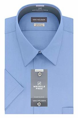 Van Heusen Men's Short Sleeve Poplin Solid Dress Shirt
