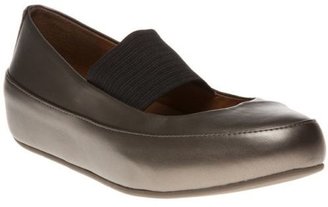 FitFlop New Womens Metallic Grey Due Mary Jane Synthetic Shoes Flats Slip On