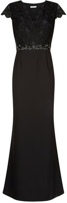Jacques Vert Black Embellished Maxi Gown