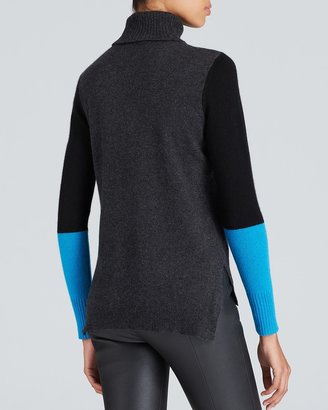 Bloomingdale's C by Color Block Cashmere Turtleneck Sweater