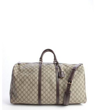 Gucci brown GG plus large travel duffle bag