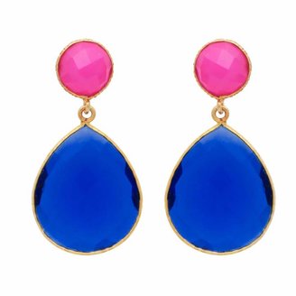 Carousel Jewels - Fuchsia Chalcedony & Dark Blue Quartz Double Drop Earrings
