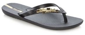 Ipanema Black jewel toe post strap flip flops