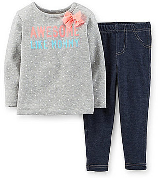 Carter's Carter´s Newborn-24 Months Awesome Like Mommy Dotted Tee & Knit Denim Pant Set
