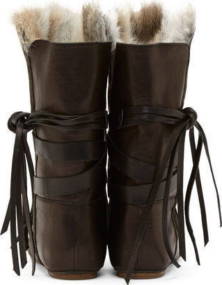 Isabel Marant Green Fur-Wrap Nia Boots