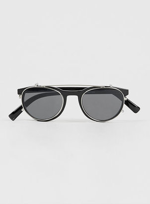 Topman Black Clip Round Sunglasses