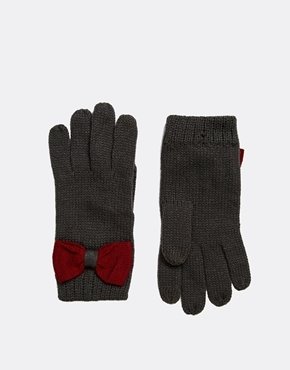 ASOS Touch Screen Bow Gloves - Dark grey