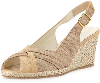 Sesto Meucci Suede Leather Combo Wedge, Beige