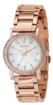 DKNY Ladies rose diamante case watch