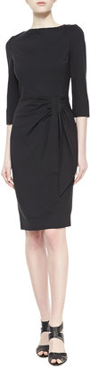 Badgley Mischka 3/4-Sleeve Dress with Side Detail, Black