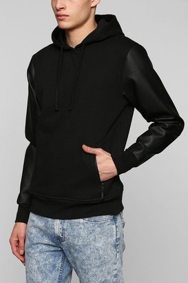Urban Outfitters The Narrows Faux-Leather Pullover Hoodie Sweatshirt