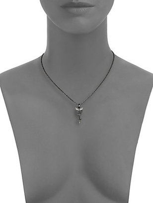 Jade Jagger Black/White Diamond & Blackened Sterling Silver Small Arrow Pendant Necklace