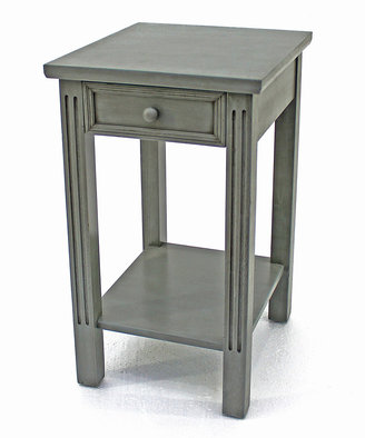 Gray Wood Single-Drawer Side Table