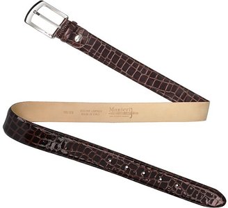 Manieri Men's Brown Croco Stamped Patent Leather Belt