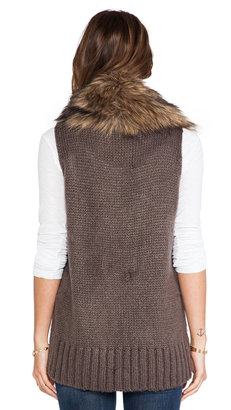 BB Dakota Lida Sweater Vest with Faux Fur Trim