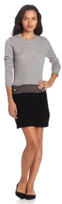 Amy Byer A. Byer Juniors Cable Knit Drop Sleeve Sweater Dress with Waist Button Tabs