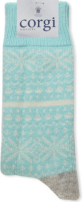 Corgi Cashmere Christmas Print Socks - for Women