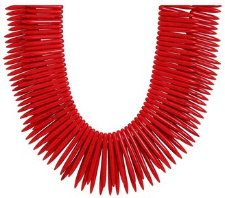 Kenneth Jay Lane Two Row Dark Coral Stick Necklace