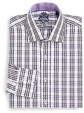 English Laundry Trim-Fit Checked Cotton Dress Shirt