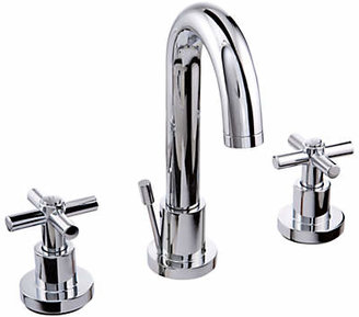 John Lewis & Partners Arun 3 Tap Hole Bathroom Basin Mixer with Pop Up Waste