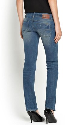 G Star 3301 Straight Leg Jeans - Medium Aged Destroy