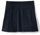 Lands' End Lands' End Girls Solid Box Pleat Skirt Top of Knee Navy
