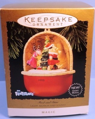 Hallmark Keepsake Ornaments Light Motion and Sound Fred and Dino Dated1995