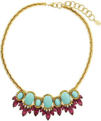 Elizabeth Cole Gold-plated, crystal and cabochon necklace