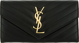 Saint Laurent Black Quilted Leather Monogram Flap Wallet