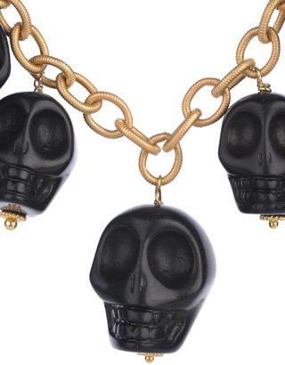 Soixante Neuf Graduated Black Skull Necklace