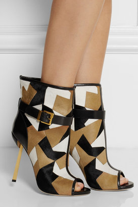 Sergio Rossi Medea patchwork calf hair ankle boots