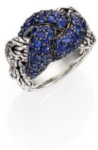 John Hardy Classic Chain Black Sapphire & Sterling Silver Braided Ring