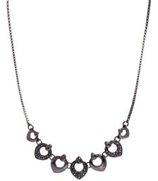Pilgrim Hermatite Plated Multi Heart Cut Out Necklace - Grey