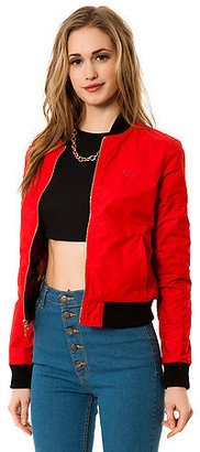Obey The Fast Times Reversible Bomber Jacket in Red