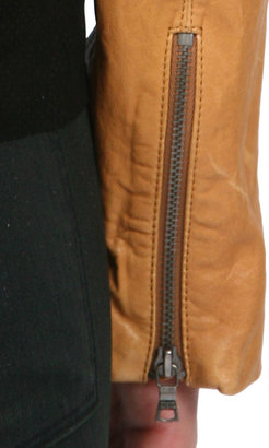Alice + Olivia Leather Jacket in Caramel
