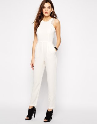 BCBGeneration Jumpsuit with Racer Front Detail - White