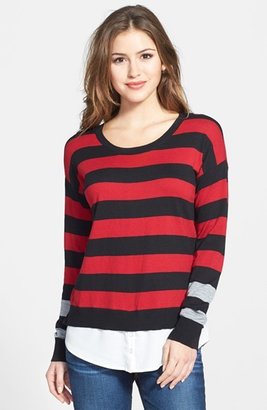 Kensie Stripe Layered Look Sweater