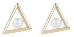 New Look Gold Triangle Pearl Stud Earrings