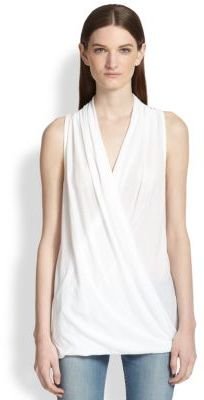 James Perse Draped Crossover-Front Cotton Tank