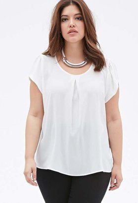 Forever 21 Plus Size Sheer Pleated-Front Blouse