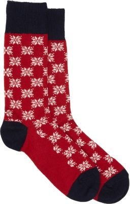 Barneys New York Snowflake Mid-Calf Socks