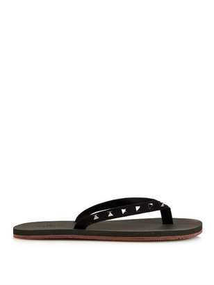 Valentino Studded canvas and rubber flip-flops