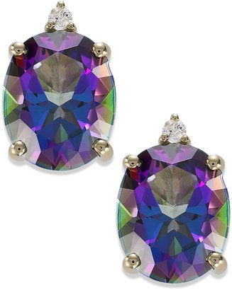 Macy's 14k Gold Mystic Topaz (7 ct. t.w.) and Diamond Accent Oval Earrings