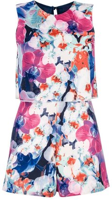 Quiz Floral print two layer playsuit