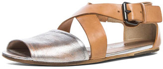 Marsèll Leather Criss-Cross Sandals in Steel & Bronze