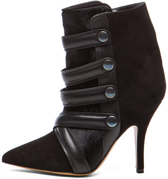 Isabel Marant Tacy Goat Suede Leather Pony Booties in Anthracite